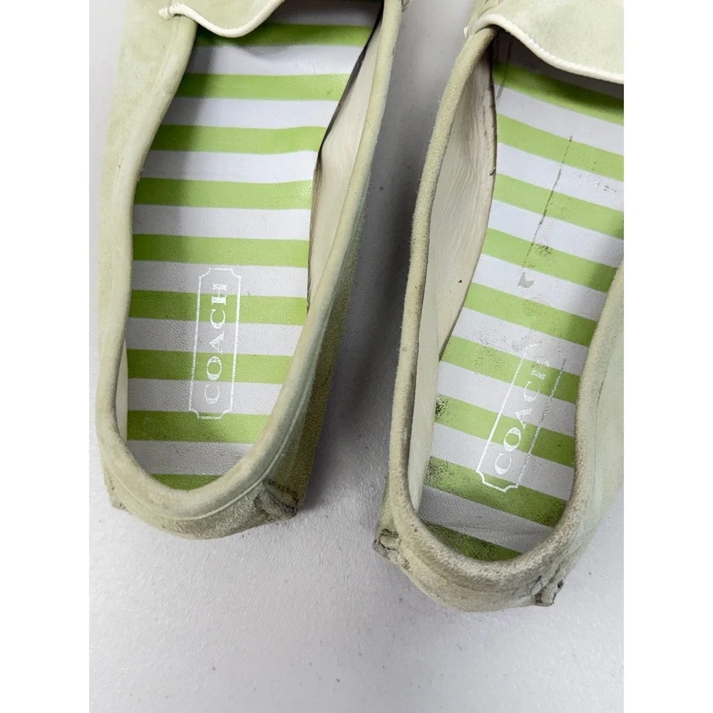 Coach Evalyn Pale Green Genuine Leather Suede Loafers Driving Moccasins 9.5